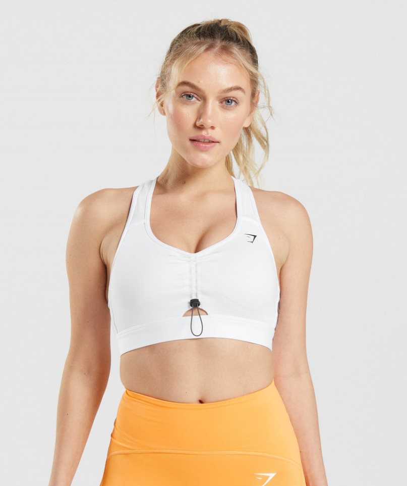 Women\'s Gymshark Pulse Sports Bra White | NZ 9NYJAX